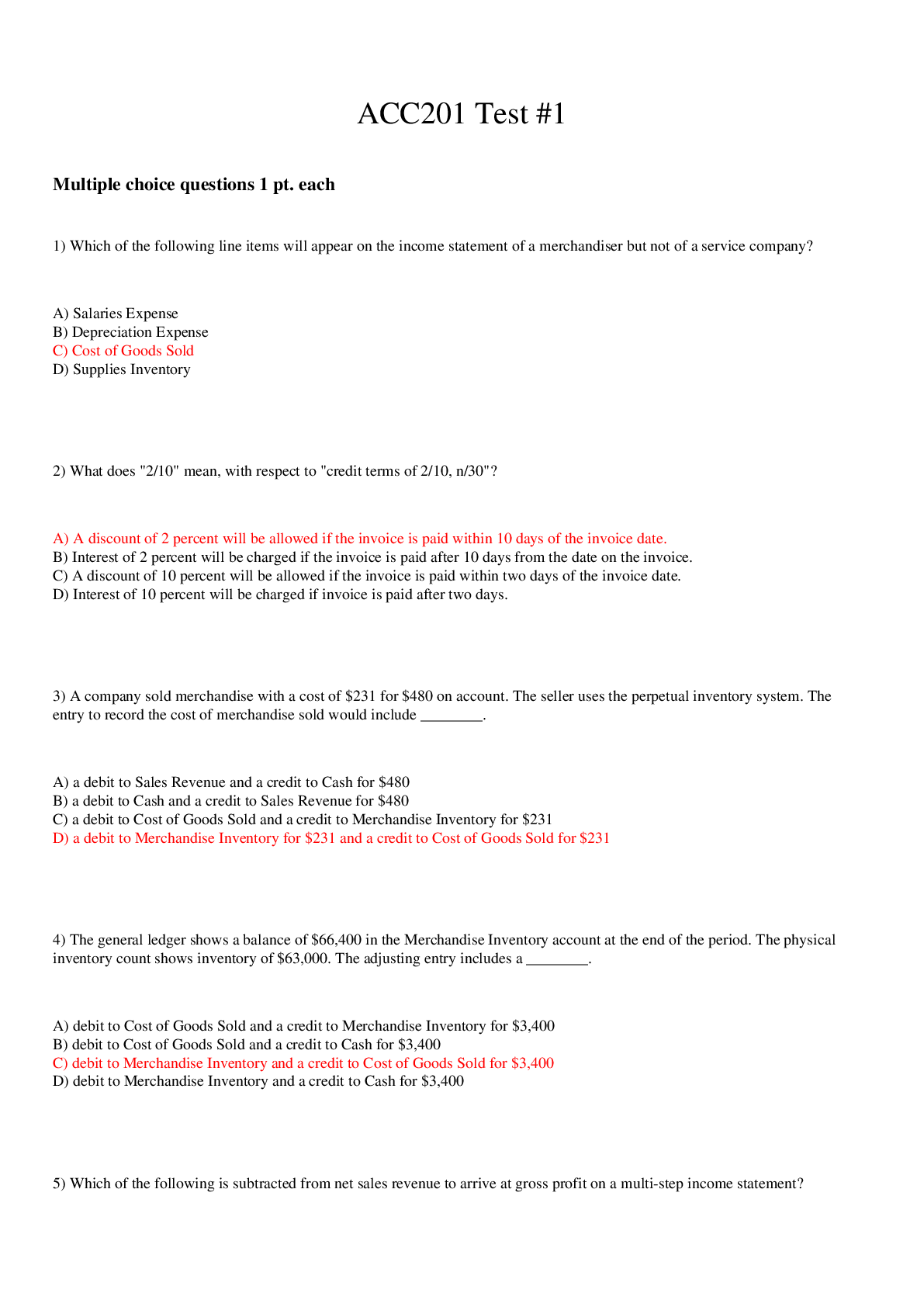 Preview image of [Solved] ACC 201 Quiz 2 document